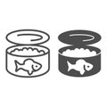 Canned food with fish caviar line and solid icon, Fish market concept, caviar sign on white background, canned fish icon Royalty Free Stock Photo