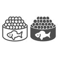 Canned food with fish caviar line and solid icon, Fish market concept, caviar sign on white background, canned fish icon Royalty Free Stock Photo