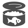 Canned food with fish caviar solid icon, Fish market concept, caviar sign on white background, canned fish icon in glyph Royalty Free Stock Photo