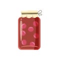 Canned fruit compote or jam icon, cartoon style