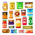 Canned goods set Royalty Free Stock Photo