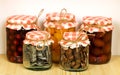 Canned goods on the shelf - savings concept