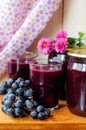 Canned Grape Juice, copy space for your text Royalty Free Stock Photo