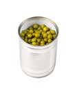 Canned Green Peas Isolated, Sweet Pea Pile, Cooked Legume, Protein Source, Healthy Vegan Food Royalty Free Stock Photo