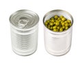 Canned Green Peas Isolated, Sweet Pea Pile, Cooked Legume, Protein Source, Healthy Vegan Food Royalty Free Stock Photo