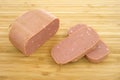 Canned meat on cutting board Royalty Free Stock Photo