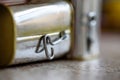 Canned meat food cans on kitchen worktop Royalty Free Stock Photo