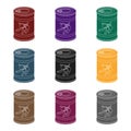 Canned olives in a can.Olives single icon in black style vector symbol stock illustration web.