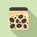 Canned olives icon flat vector. Food pickle