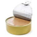 Canned pate in an open can on a white background. Isolated Royalty Free Stock Photo