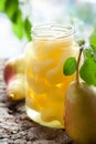 Canned pear compote Royalty Free Stock Photo