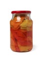 Canned peppers in a glass jar Royalty Free Stock Photo