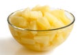 Canned pineapple pieces in a glass bowl. Royalty Free Stock Photo