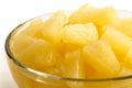 Canned pineapple pieces in a glass bowl. Royalty Free Stock Photo