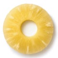 Canned pineapple ring isolated on white.