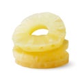 Canned pineapple rings close-up on a white. Isolated Royalty Free Stock Photo