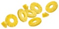 Canned pineapple rings isolated on white background Royalty Free Stock Photo