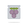 Canned plums color thin line icon.Vector illustration