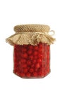 Canned red currant berries in jar Royalty Free Stock Photo