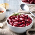 Canned red kidney beans in white bowl Royalty Free Stock Photo