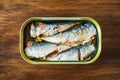 Canned sardines in olive oil Royalty Free Stock Photo
