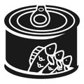Canned sardines round icon, simple style