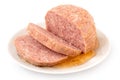 Canned sliced pork luncheon meat Royalty Free Stock Photo