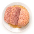 Canned sliced pork luncheon meat Royalty Free Stock Photo