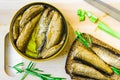 Canned smoked sprats or sardines