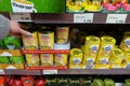 Canned soup in a supermarket Royalty Free Stock Photo