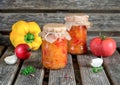 Canned tomato stew salad with sweet pepper Lecho/Lecso Royalty Free Stock Photo