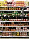 Canned Tomatoes at a Grocery Store Royalty Free Stock Photo