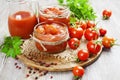 Canned tomatoes in tomato juice Royalty Free Stock Photo