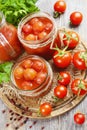 Canned tomatoes in tomato juice Royalty Free Stock Photo