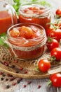 Canned tomatoes in tomato juice Royalty Free Stock Photo