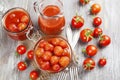 Canned tomatoes in tomato juice Royalty Free Stock Photo