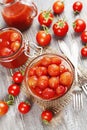 Canned tomatoes in tomato juice Royalty Free Stock Photo