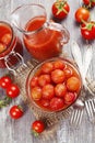 Canned tomatoes in tomato juice Royalty Free Stock Photo