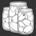 Canned tometoes preserve. Vector concept in doodle and sketch style