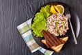 Canned Tuna, capers, red onion salad Royalty Free Stock Photo