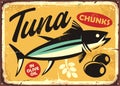 Canned tuna chunks retro advertisement Royalty Free Stock Photo