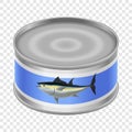 Canned tuna mockup, realistic style Royalty Free Stock Photo