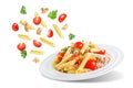 Canned Tuna tomato garlic parsley salad on a white isolated background Royalty Free Stock Photo