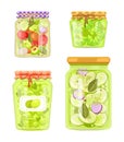 Canned Preserved or Pickled Vegetable Jars Poster Royalty Free Stock Photo