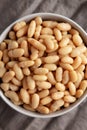 Canned White Cannellini Beans in a Bowl, top view Royalty Free Stock Photo