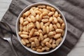 Canned White Cannellini Beans in a Bowl, top view Royalty Free Stock Photo