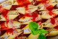 Cannelloni pasta shells in sauce the bolognese Royalty Free Stock Photo