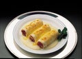 Cannelloni stuffed with meat with bechamel sauce Royalty Free Stock Photo