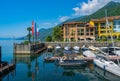 Cannero Riviera, Lake Maggiore. The promenade with the marina of the old town. Piedmont, Italian Lakes, Italy, Europe Royalty Free Stock Photo