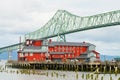 Cannery Pier Hotel and Spa below the Astoria Megler Bridge Royalty Free Stock Photo